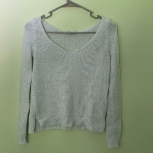 White sweater with silver thread imbeaded